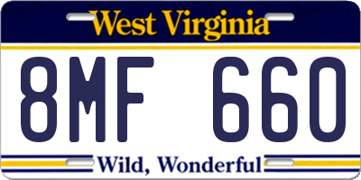 WV license plate 8MF660
