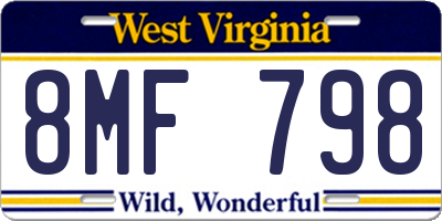 WV license plate 8MF798