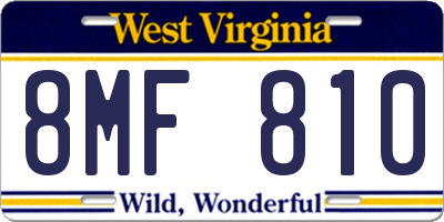 WV license plate 8MF810