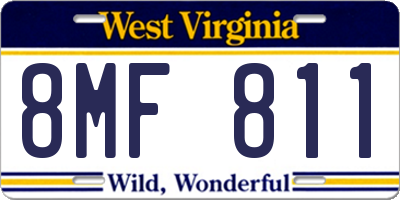WV license plate 8MF811