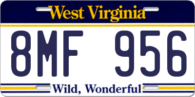 WV license plate 8MF956