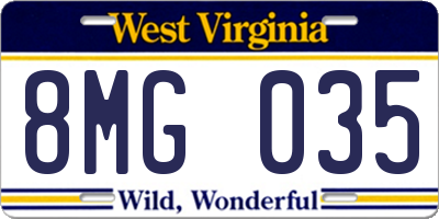 WV license plate 8MG035