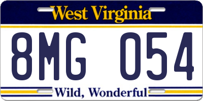WV license plate 8MG054