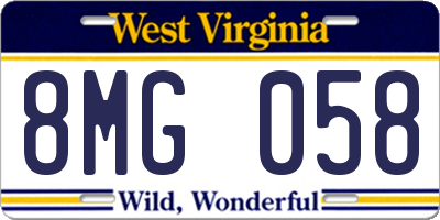 WV license plate 8MG058