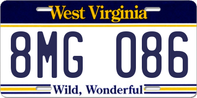 WV license plate 8MG086