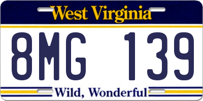 WV license plate 8MG139