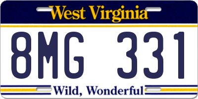 WV license plate 8MG331