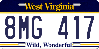 WV license plate 8MG417