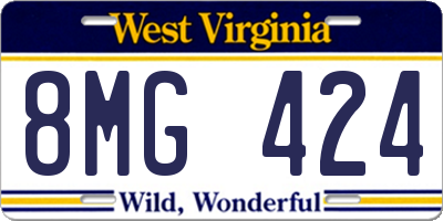WV license plate 8MG424