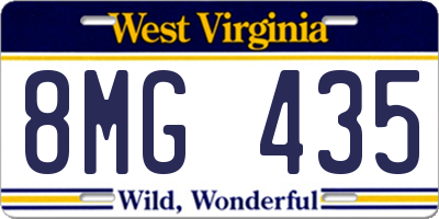 WV license plate 8MG435