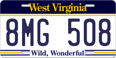 WV license plate 8MG508