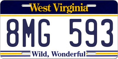 WV license plate 8MG593