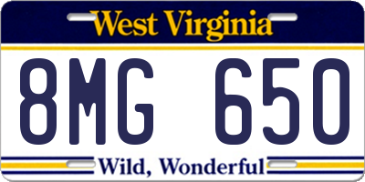 WV license plate 8MG650