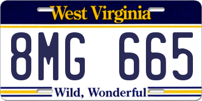 WV license plate 8MG665