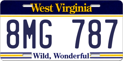 WV license plate 8MG787