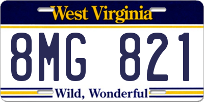 WV license plate 8MG821