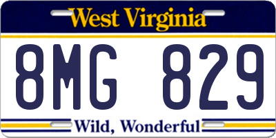 WV license plate 8MG829