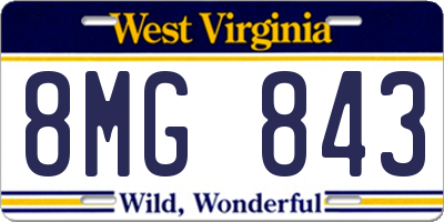 WV license plate 8MG843