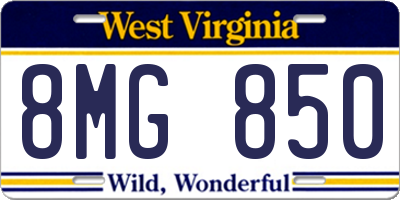WV license plate 8MG850