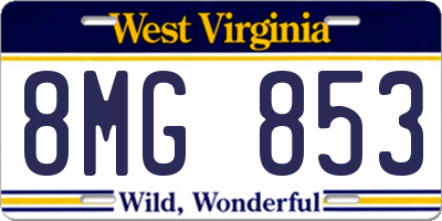 WV license plate 8MG853