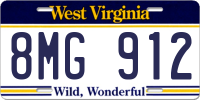 WV license plate 8MG912