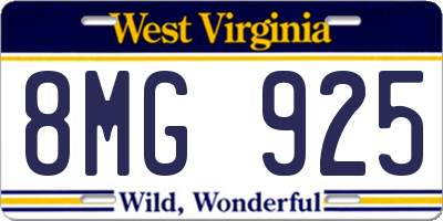 WV license plate 8MG925