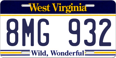WV license plate 8MG932