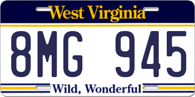 WV license plate 8MG945