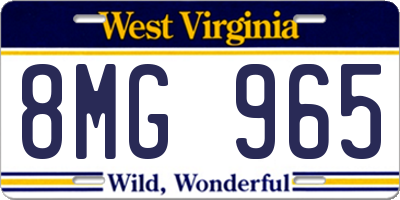 WV license plate 8MG965