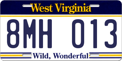 WV license plate 8MH013