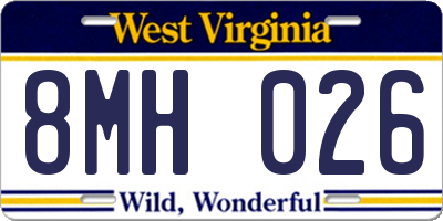 WV license plate 8MH026