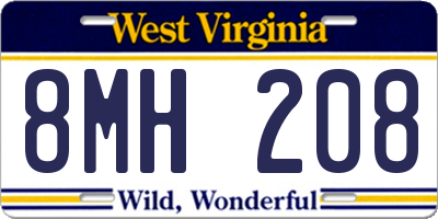 WV license plate 8MH208