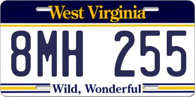 WV license plate 8MH255