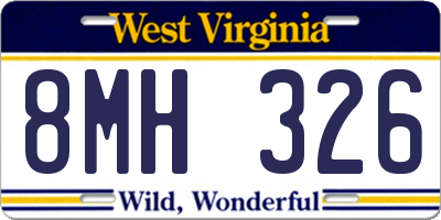 WV license plate 8MH326