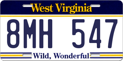 WV license plate 8MH547
