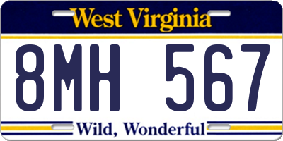 WV license plate 8MH567