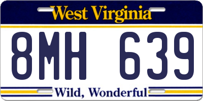 WV license plate 8MH639