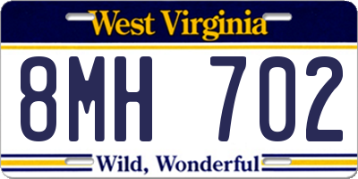 WV license plate 8MH702