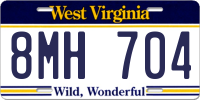 WV license plate 8MH704