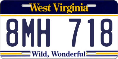 WV license plate 8MH718