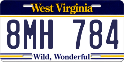 WV license plate 8MH784