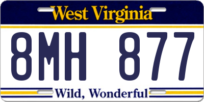 WV license plate 8MH877