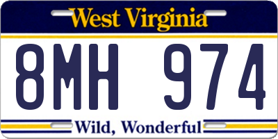 WV license plate 8MH974