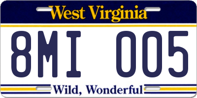 WV license plate 8MI005