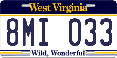 WV license plate 8MI033