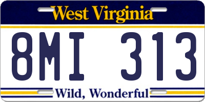 WV license plate 8MI313