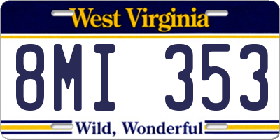 WV license plate 8MI353
