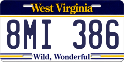 WV license plate 8MI386
