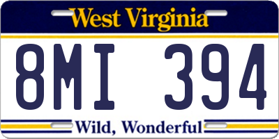 WV license plate 8MI394