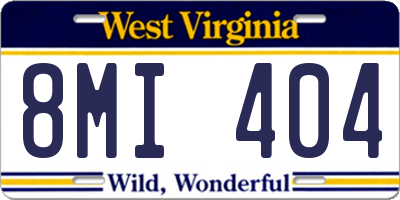 WV license plate 8MI404